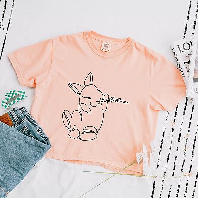 Simply Sage Market Hand Drawn Bunny Boxy Crop Top