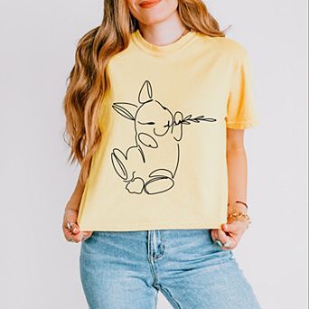 Simply Sage Market Hand Drawn Bunny Boxy Crop Top