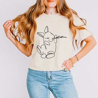 Simply Sage Market Hand Drawn Bunny Boxy Crop Top