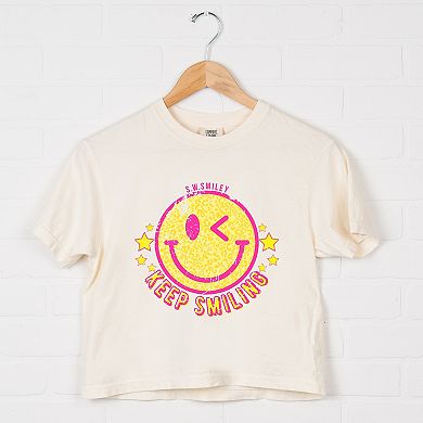 Simply Sage Market S.W.Smiley Keep Smiling Happy Face Boxy Crop Top