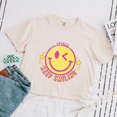 Simply Sage Market S.W.Smiley Keep Smiling Happy Face Boxy Crop Top