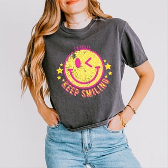 Simply Sage Market S.W.Smiley Keep Smiling Happy Face Boxy Crop Top