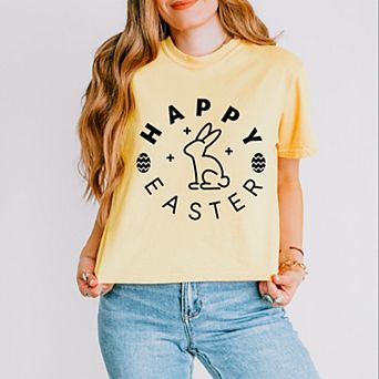 Simply Sage Market Happy Easter Eggs Boxy Crop Top