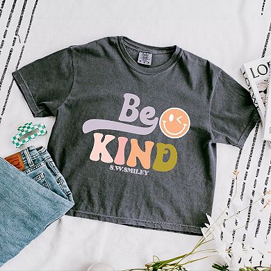 Simply Sage Market S.W.Smiley Be Kind Smiley Face Boxy Crop Top