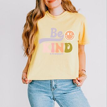 Simply Sage Market S.W.Smiley Be Kind Smiley Face Boxy Crop Top