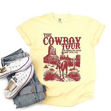 The Cowboy Tour Distressed - Women's Garment Dyed Graphic T-Shirt