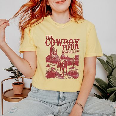 The Cowboy Tour Distressed - Women's Garment Dyed Graphic T-Shirt