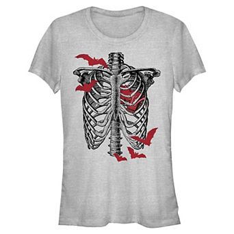 Juniors' MTV Skeleton Heart And Bats Graphic Tee