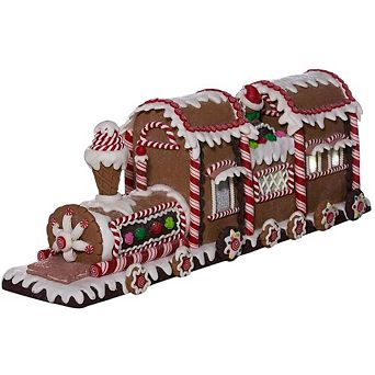 19.5" Lighted Gingerbread Train: Festive Christmas Decoration with Illuminated Details