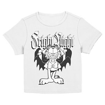 Juniors' Garfield Fright Night Graphic Baby Tee