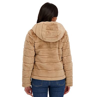 Women's Sebby Collection Reversible Faux Fur Hooded Zip Front Jacket