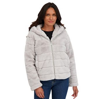 Women's Sebby Collection Reversible Faux Fur Hooded Zip Front Jacket
