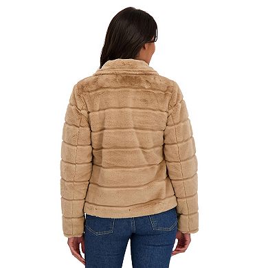 Women's Sebby Collection Reversible Faux Fur Short Zip Front Jacket