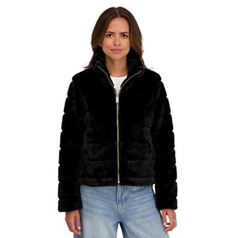 Women's Sebby Collection Reversible Faux Fur Short Zip Front Jacket