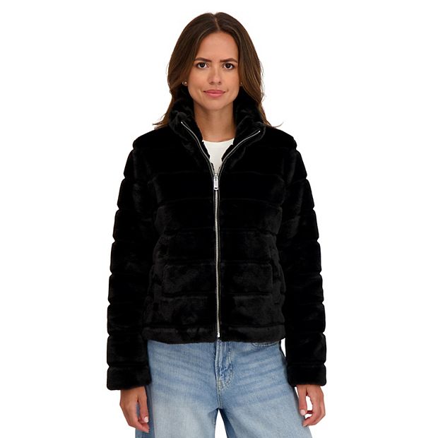 Women's Sebby Collection Reversible Faux Fur Short Zip Front Jacket