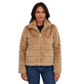 Women's Sebby Collection Reversible Faux Fur Short Zip Front Jacket