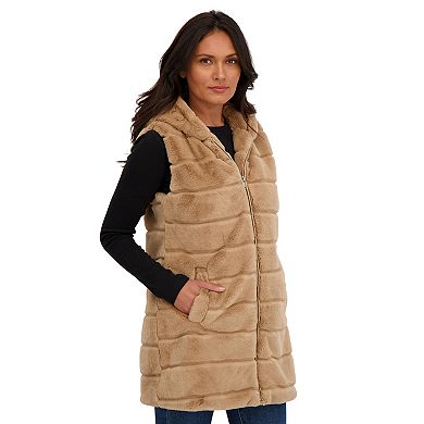 Women's Sebby Collection Faux Fur Hooded Vest