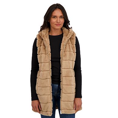 Women's Sebby Collection Faux Fur Hooded Vest