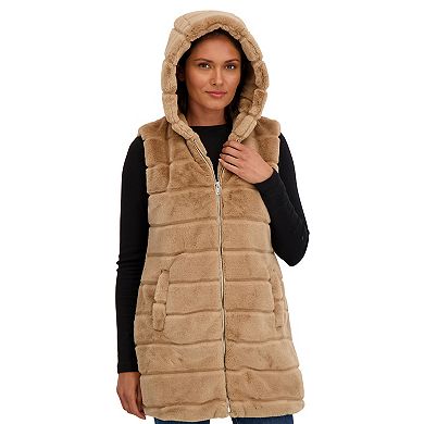 Women's Sebby Collection Faux Fur Hooded Vest