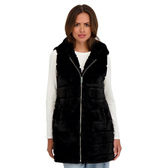 Women's Sebby Collection Faux Fur Hooded Vest