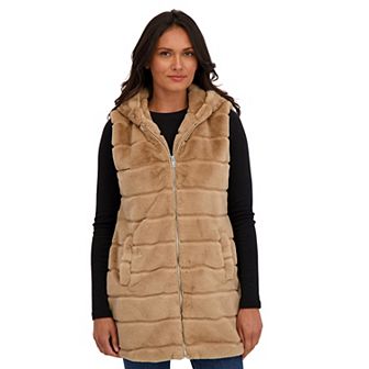 Women's Sebby Collection Faux Fur Hooded Vest