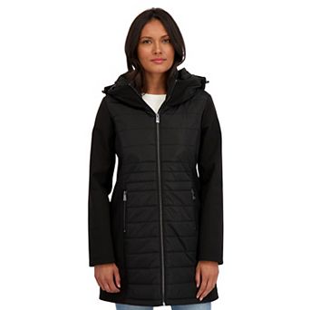 Women's Sebby Collection Mixed Media Softshell Hooded Jacket