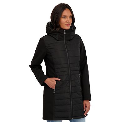 Women's Sebby Collection Mixed Media Softshell Hooded Jacket