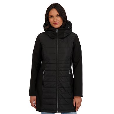 Women's Sebby Collection Mixed Media Softshell Hooded Jacket