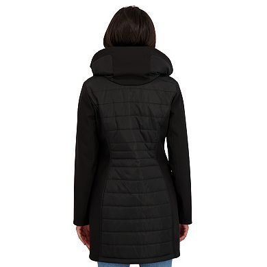 Women's Sebby Collection Mixed Media Softshell Hooded Jacket