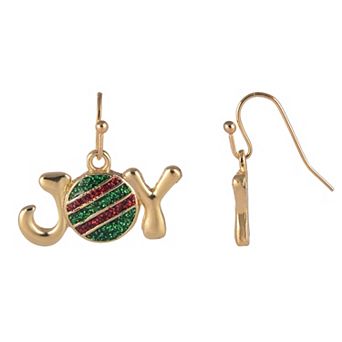Gold Tone Glitter Enamel Joy Earrings