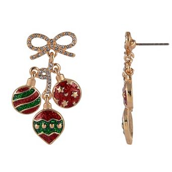 Gold Tone Ornament Dangle Earrings