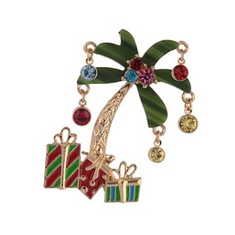 Gold Tone Palm Tree Christmas Pin
