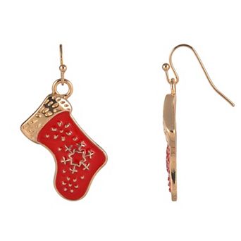 Gold Tone Stocking Drop Earrings