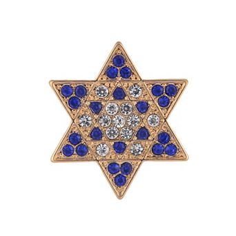 Gold Tone Simulated Stone Star of David Pin