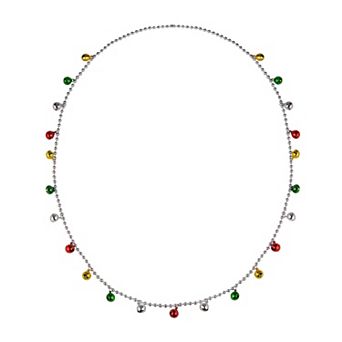 Silver Tone Jingle Bells Long Necklace