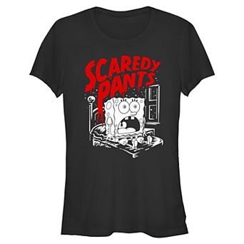 Juniors' Nickelodeon SpongeBob Scaredy Pants Fitted Graphic Tee