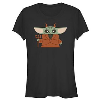 Juniors' Star Wars The Mandalorian Grogu Halloween Devil Costume Fitted Graphic Tee