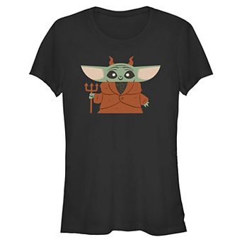 Juniors' Star Wars The Mandalorian Grogu Halloween Devil Costume Fitted Graphic Tee
