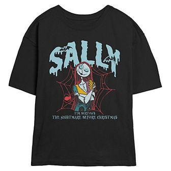 Juniors' Disney's The Nightmare Before Christmas Sally Spider Web And Bats Skimmer Graphic Tee