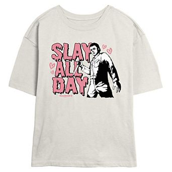Juniors' Halloween Michael Myers Slay All Day Skimmer Graphic Tee