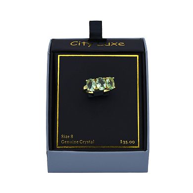 City Luxe Gold Tone Oval Crystal Ring