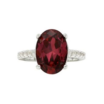 City Luxe Silver Tone Oval Crystal Ring