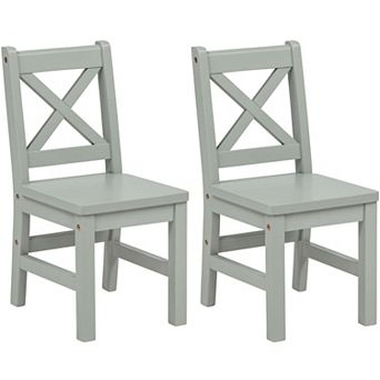 eHemco Solid Hard Wood X Back Kids Chair, Sage Green, Set of 2