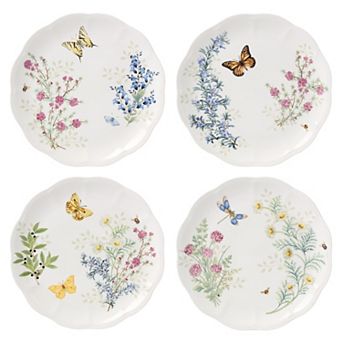 Lenox Butterfly Meadow Herbs Set of 4 Dinner Plates