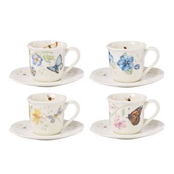 Lenox 4 pc Butterfly Meadow Espresso Cup & Saucer Set