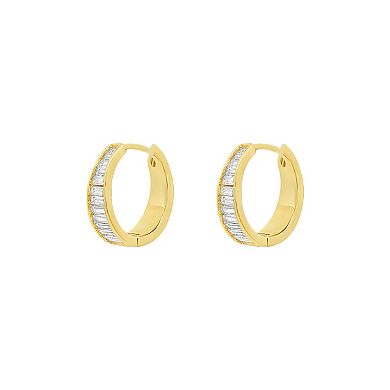 PRIMROSE Graduated Baguette Cubic Zirconia Nickel Free Hoop Earrings