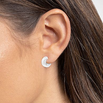 PRIMROSE Silver-Tone Polished Hallow C Hoop Earrings