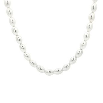 PRIMROSE Silver-Plated Oval Simulated Pearl Necklace