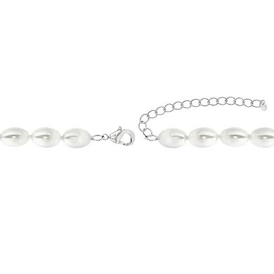 PRIMROSE Silver-Plated Oval Simulated Pearl Necklace