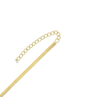 PRIMROSE Herringbone Snake Chain Necklace with Cubic Zirconia Accent